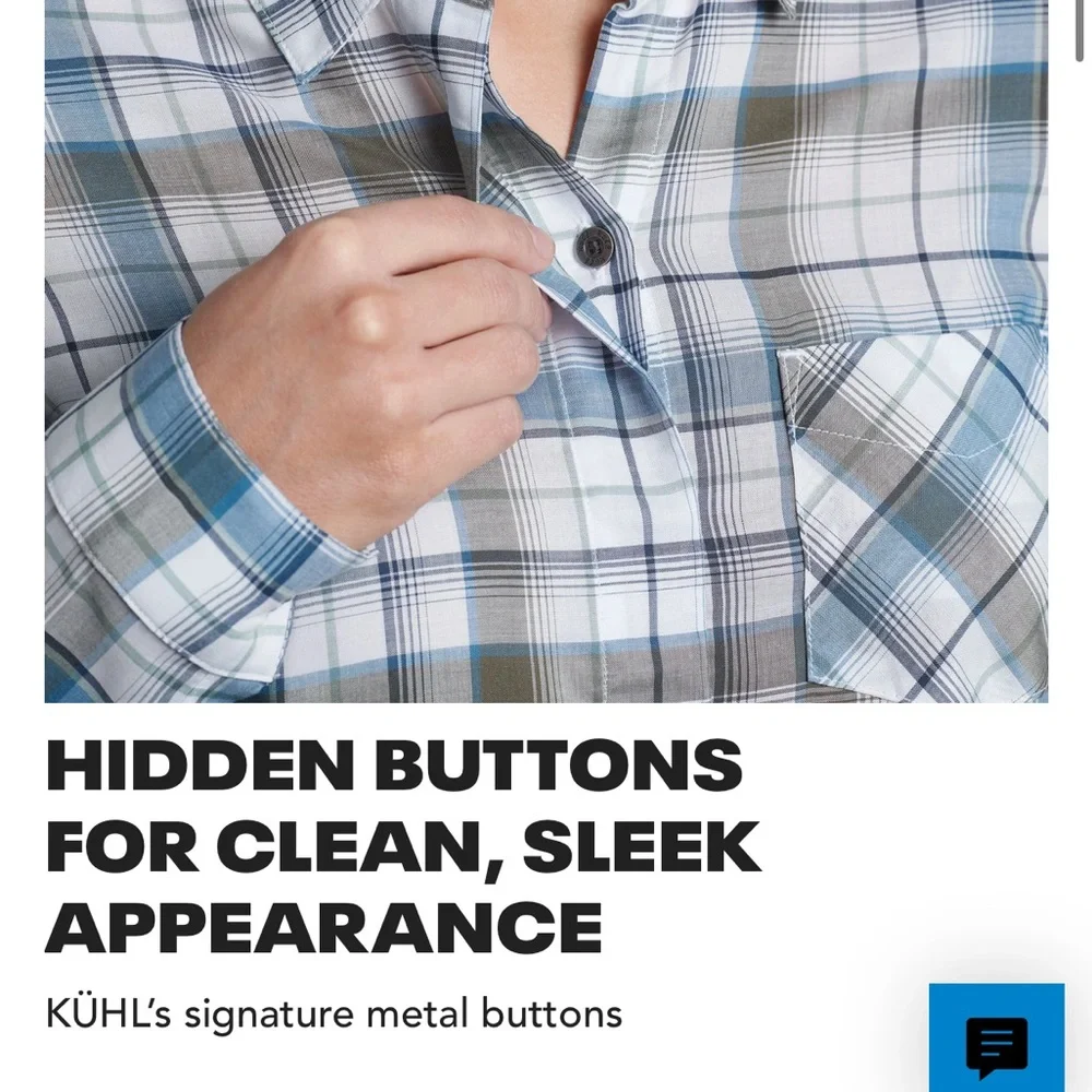 Kuhl Hadley Women’s Plaid Button Down, Blue White, Size Medium - Picture 15 of 15